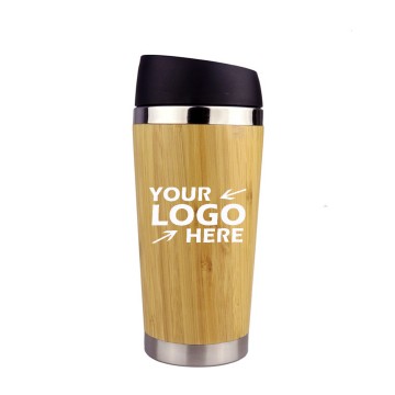  15oz Stainless Steel Travel Bamboo Coffee Mug with Pop-up Lid